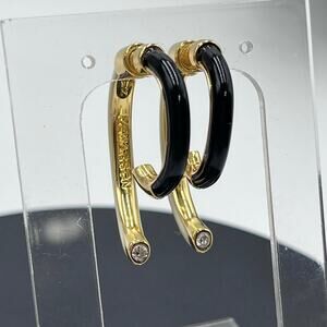 DEMARSON Designer Luna BlackCream‎ Half Hoop Front BackResin Versatile Earrings